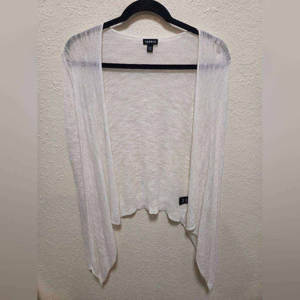White Open Knit Cardigan